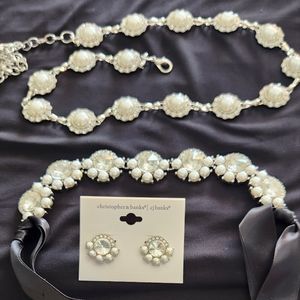 Necklace, pierced earrings & belt